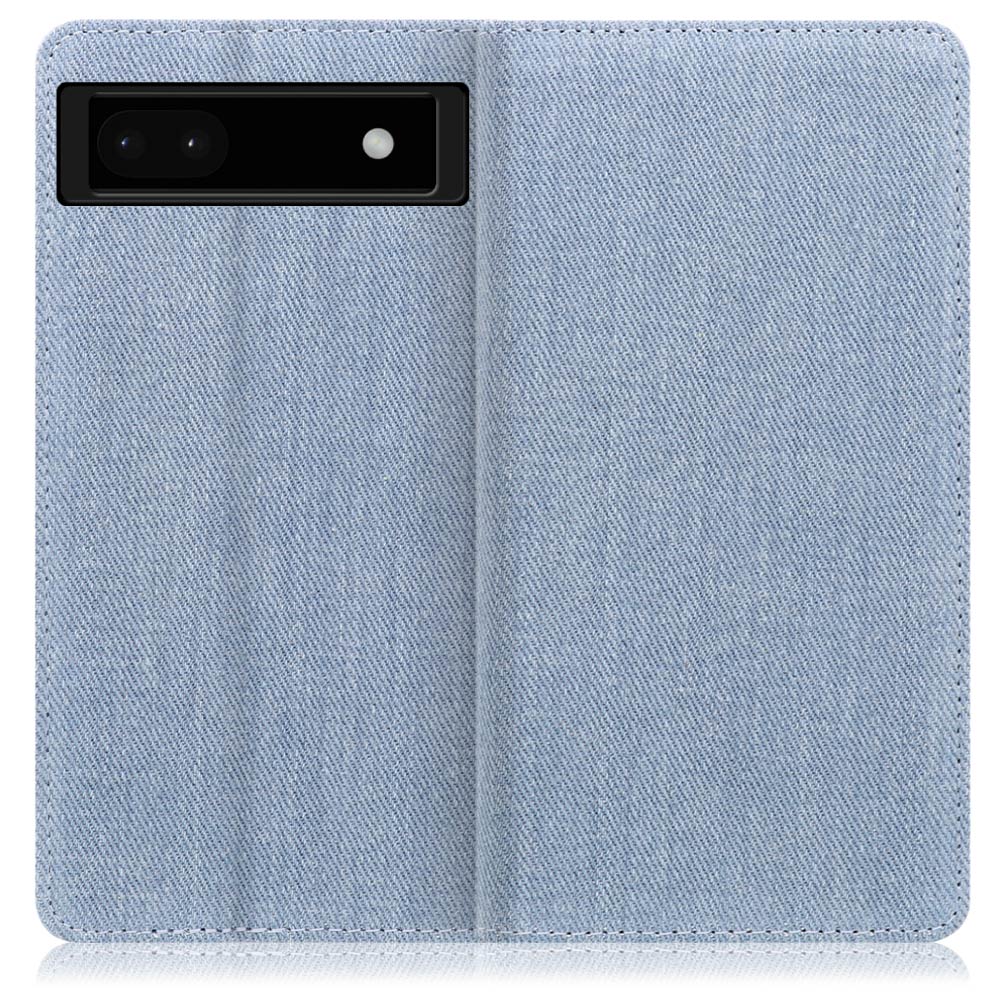 LOOF Denim Series Google Pixel 6a 用 [ライトブルー] デニム 手帳型ケース カード収納付き ベルトなし