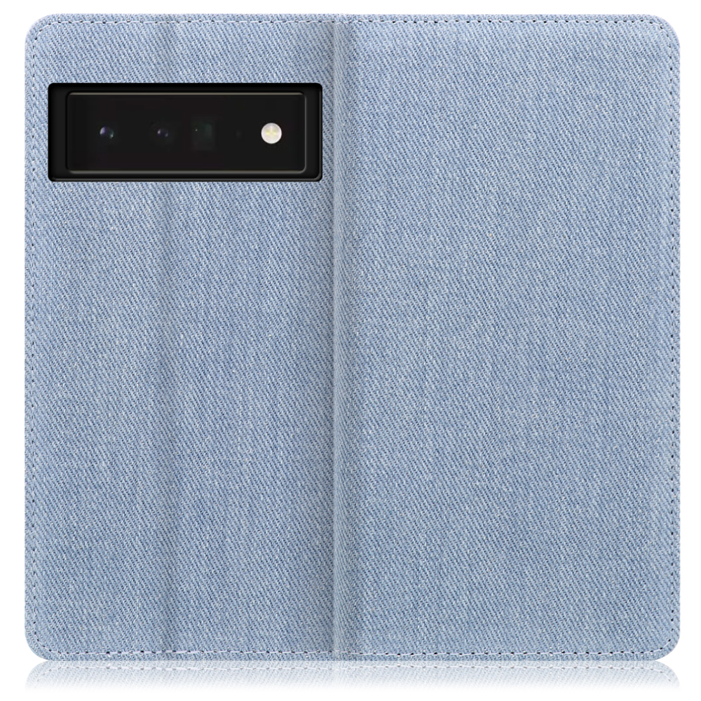 LOOF Denim Series Google Pixel 6 Pro [ライトブルー] デニム 手帳型ケース カード収納付き ベルトなし