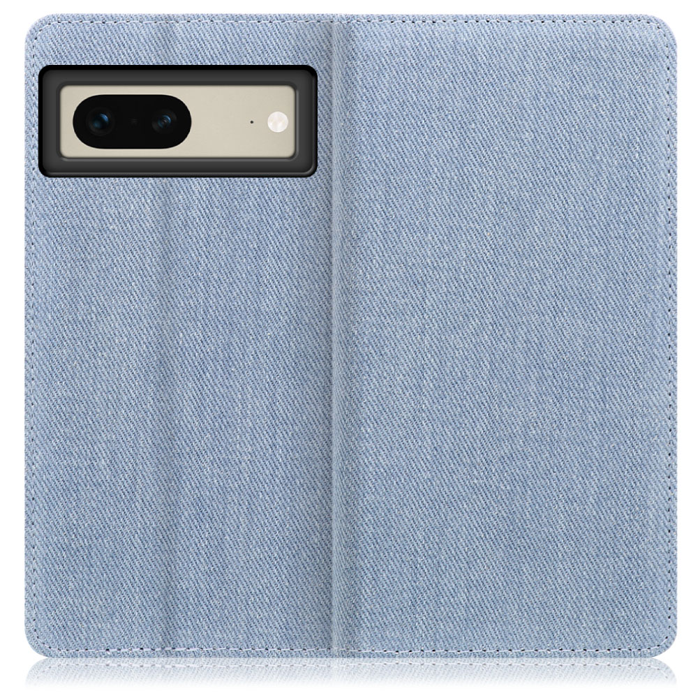 LOOF Denim Series Google Pixel 7 用 [ライトブルー] デニム 手帳型ケース カード収納付き ベルトなし