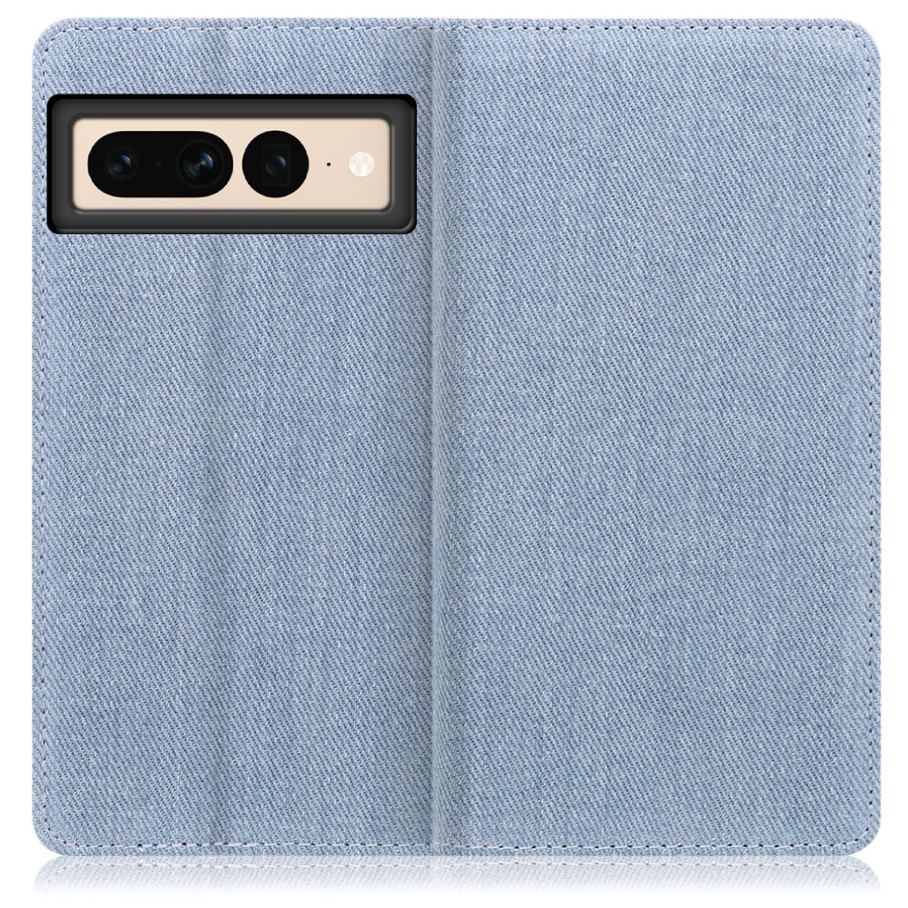 LOOF Denim Series Google Pixel 7 Pro 用 [ライトブルー] デニム 手帳型ケース カード収納付き ベルトなし