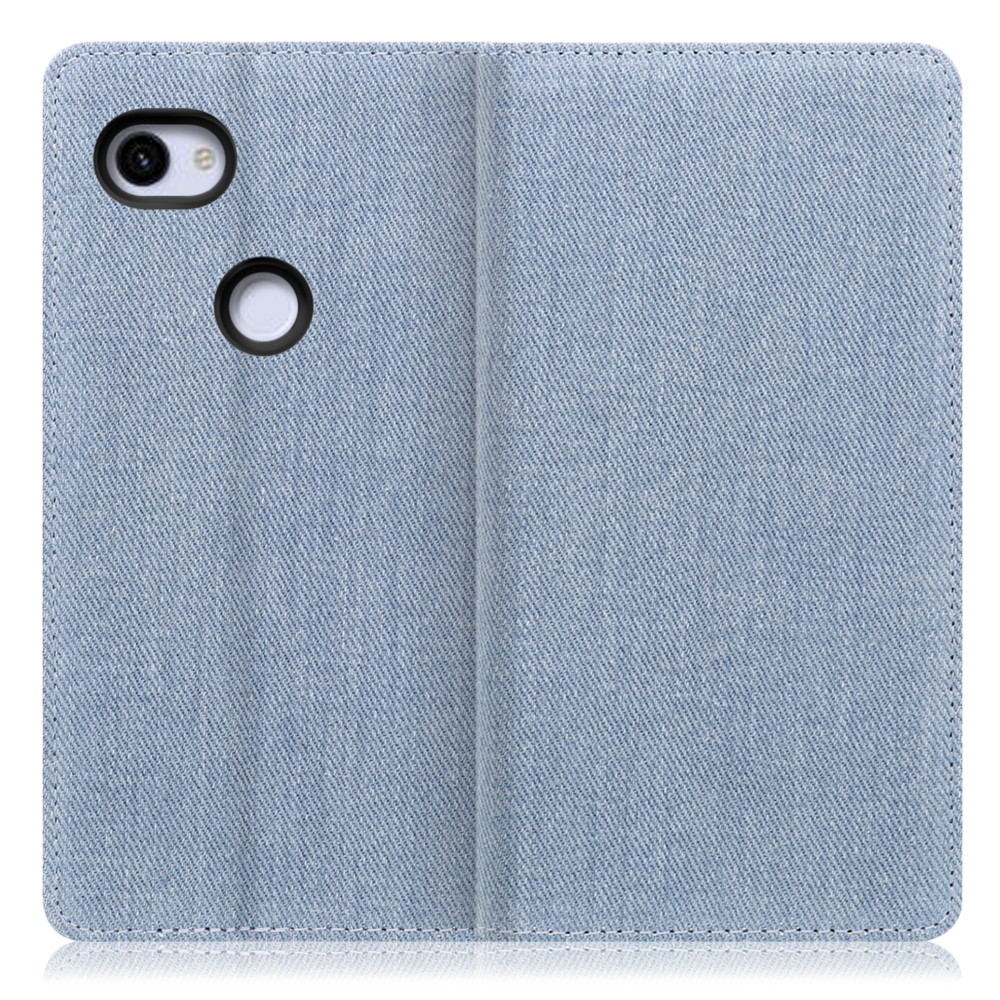 LOOF Denim Google Pixel 3a XL 用 [ライトブルー] デニム 手帳型ケース カード収納付き ベルトなし