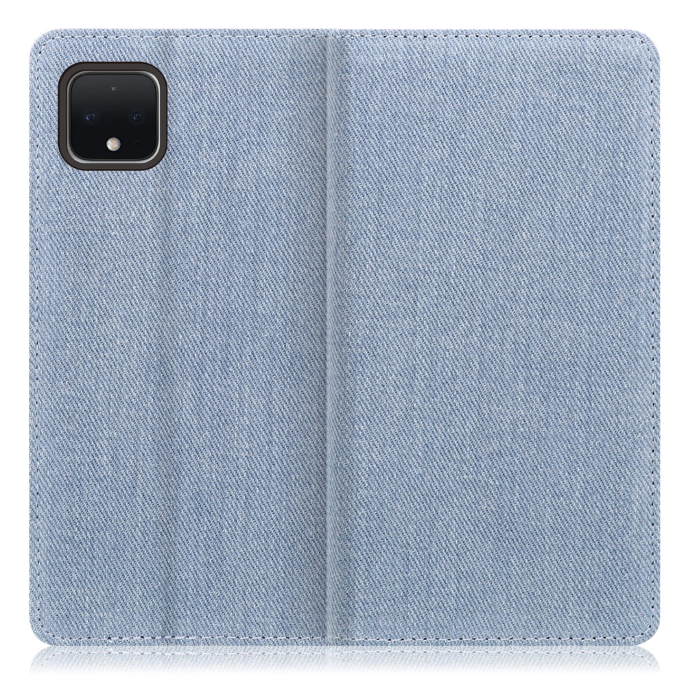 LOOF Denim Google Pixel 4 XL 用 [ライトブルー] デニム 手帳型ケース カード収納付き ベルトなし