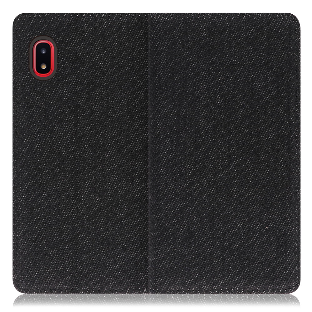 LOOF Denim Galaxy A20 / SC-02M / SCV46 用 [ブラック]デニム生地を使用 手帳型ケース カード収納付き ベルトなし