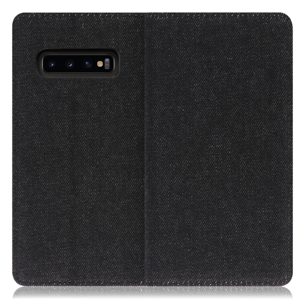 LOOF Denim Galaxy S10+ / SC-04L / SCV42 用 [ブラック]デニム生地を使用 手帳型ケース カード収納付き ベルトなし