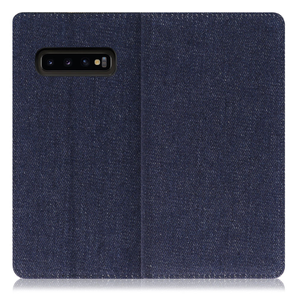 LOOF Denim Galaxy S10+ / SC-04L / SCV42 用 [ブルー] デニム生地を使用 手帳型ケース カード収納付き ベルトなし