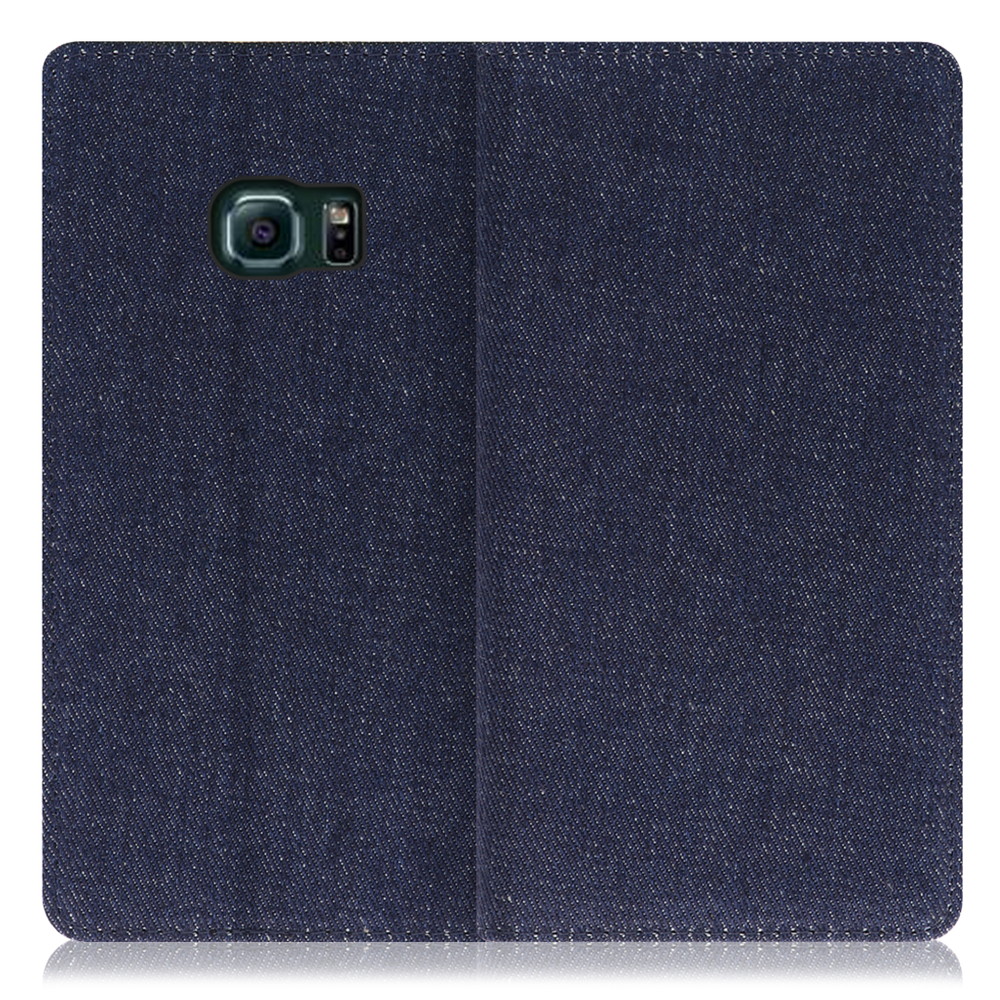 LOOF Denim Galaxy S6 edge / SC-04G / SCV31 用 [ブルー] デニム生地を使用 手帳型ケース カード収納付き ベルトなし
