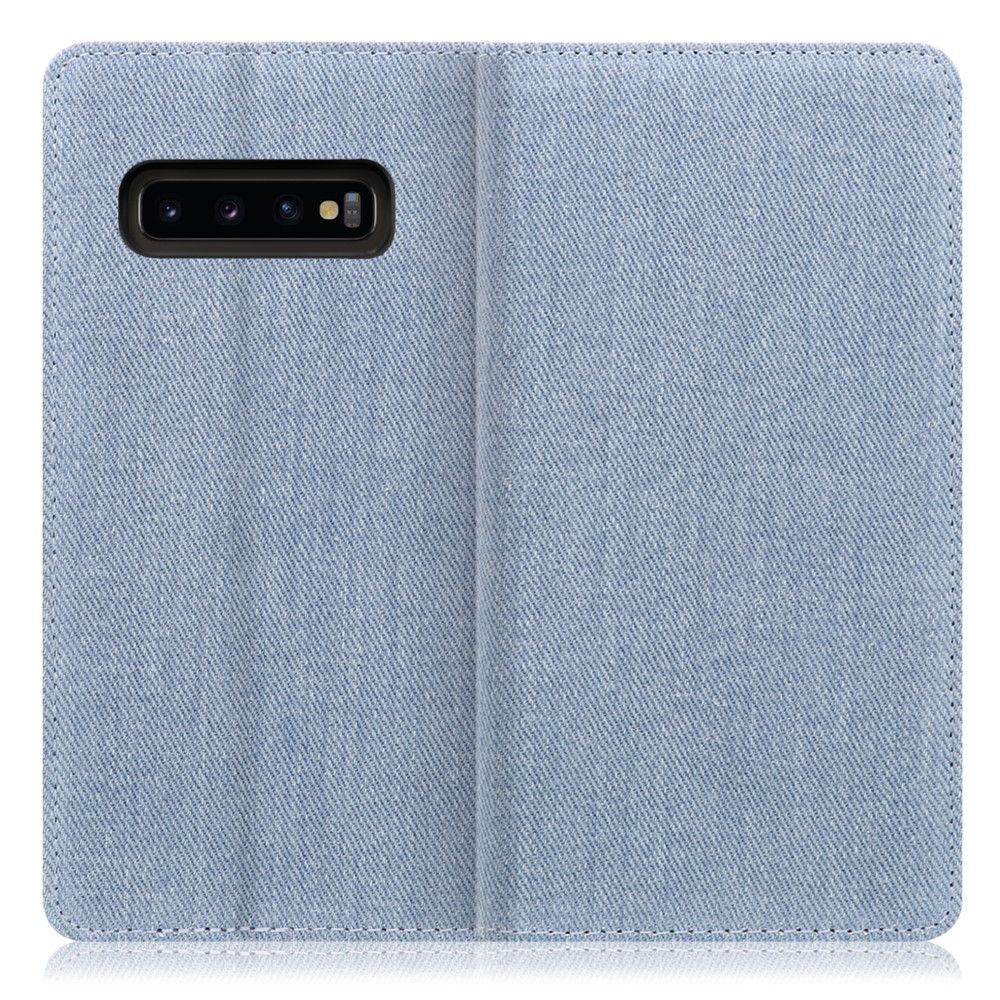 LOOF Denim Galaxy S10+ / SC-04L / SCV42 用 [ライトブルー] デニム 手帳型ケース カード収納付き ベルトなし