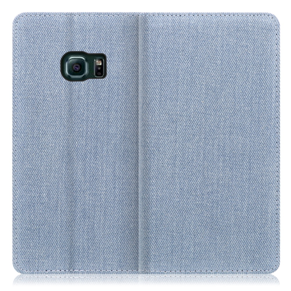 LOOF Denim Galaxy S6 edge / SC-04G / SCV31 用 [ライトブルー] デニム 手帳型ケース カード収納付き ベルトなし