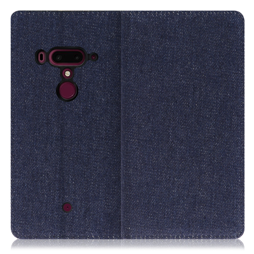 LOOF Denim HTC U12+ 用 [ブルー] デニム生地を使用 手帳型ケース カード収納付き ベルトなし