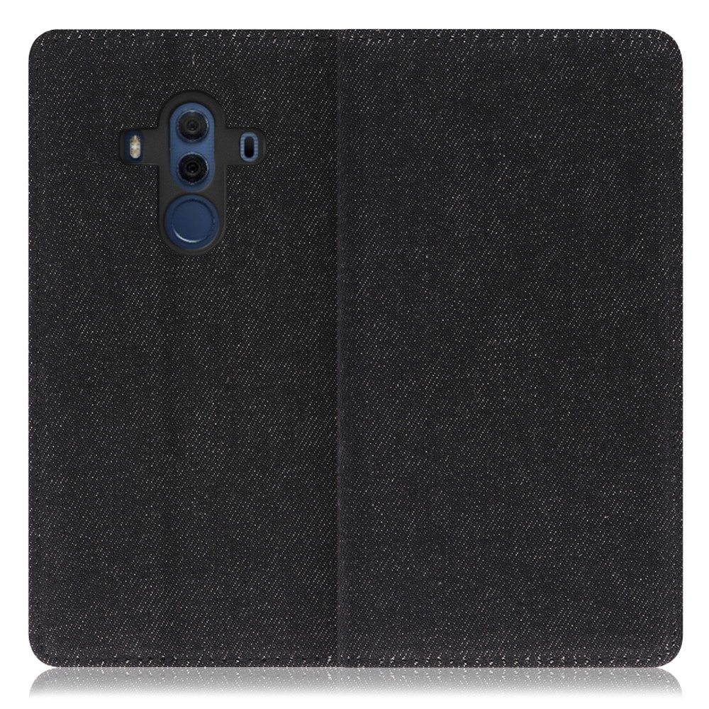 LOOF Denim HUAWEI Mate 10 Pro / 703HW / BLA-L29 用 [ブラック]デニム生地を使用 手帳型ケース カード収納付き ベルトなし