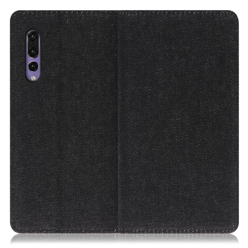 LOOF Denim HUAWEI P20 Pro 用 [ブラック]デニム生地を使用 手帳型ケース カード収納付き ベルトなし