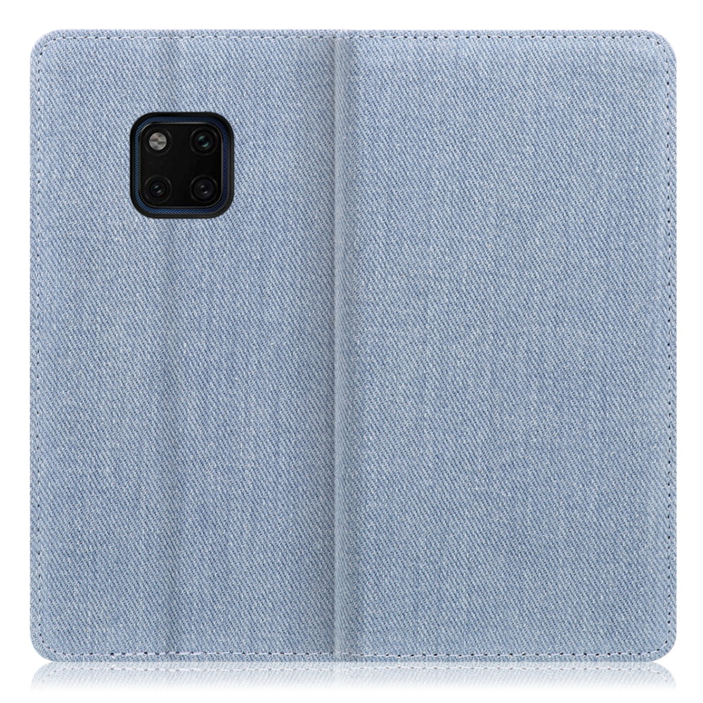 LOOF Denim HUAWEI Mate 20 Pro / LYA-L29 用 [ライトブルー] デニム 手帳型ケース カード収納付き ベルトなし