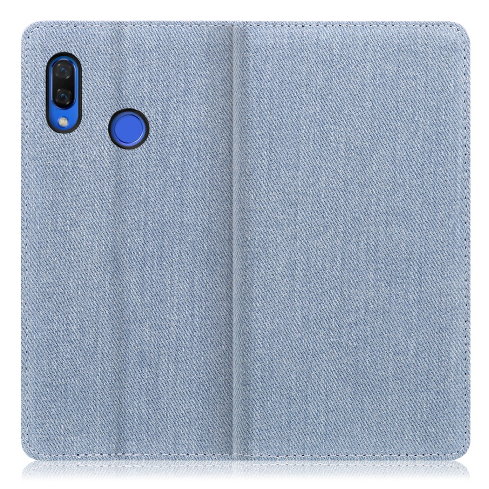 LOOF Denim HUAWEI nova 3 / PAR-LX9 用 [ライトブルー] デニム 手帳型ケース カード収納付き ベルトなし