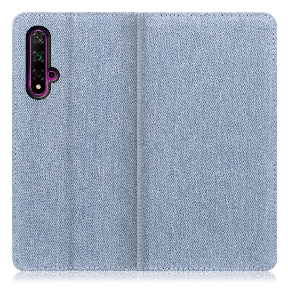 LOOF Denim HUAWEI nova 5T 用 [ライトブルー] デニム 手帳型ケース カード収納付き ベルトなし