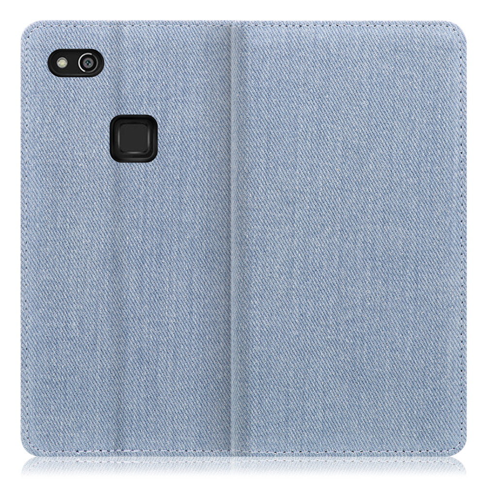 LOOF Denim HUAWEI P10 lite 用 [ライトブルー] デニム 手帳型ケース カード収納付き ベルトなし