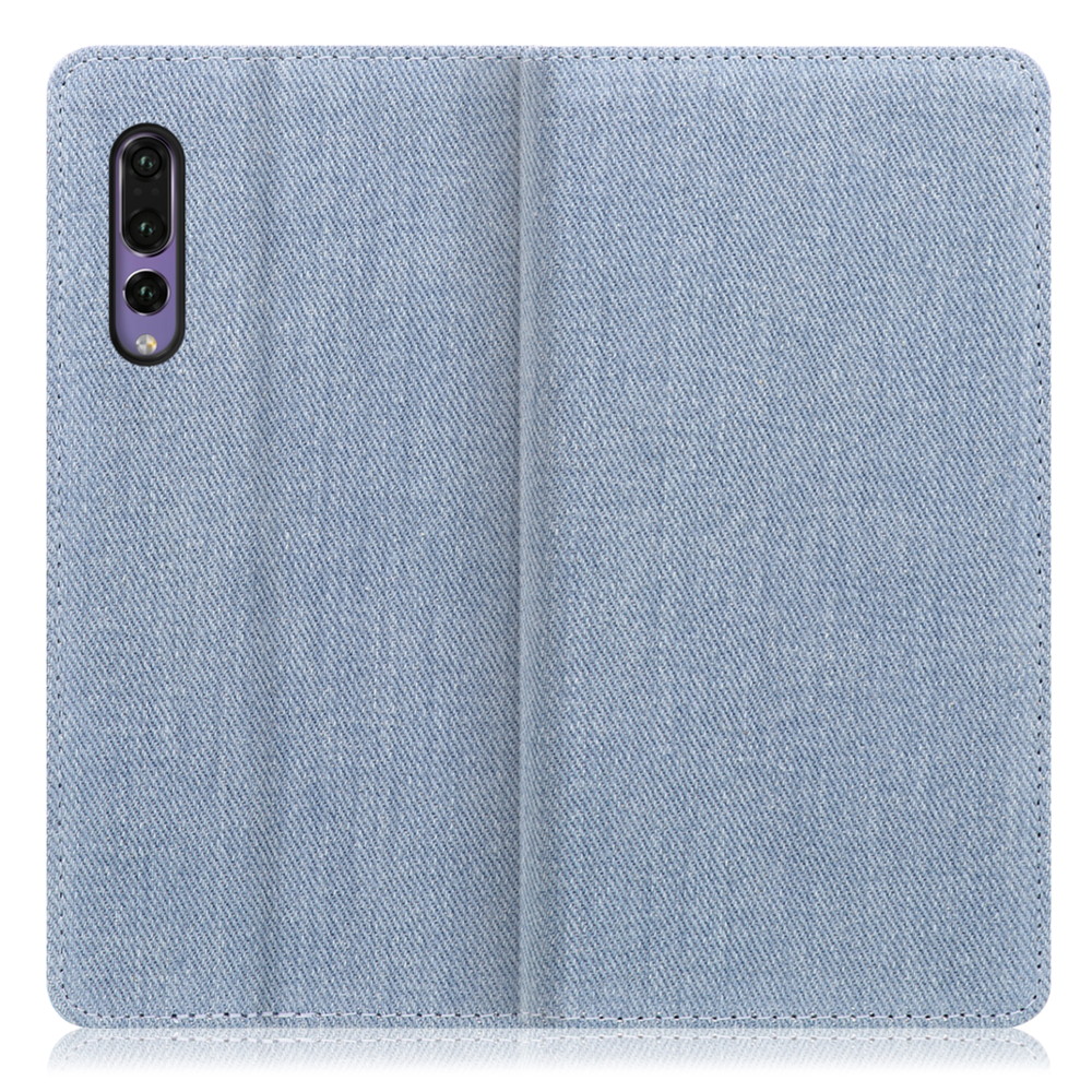 LOOF Denim HUAWEI P20 Pro 用 [ライトブルー] デニム 手帳型ケース カード収納付き ベルトなし