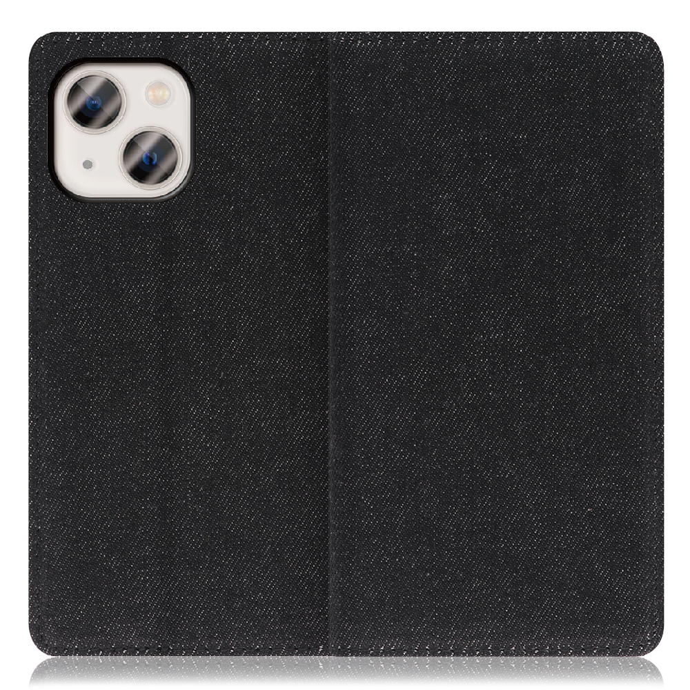 LOOF Denim Series iPhone 13 mini [ブラック]デニム生地を使用 手帳型ケース カード収納付き ベルトなし