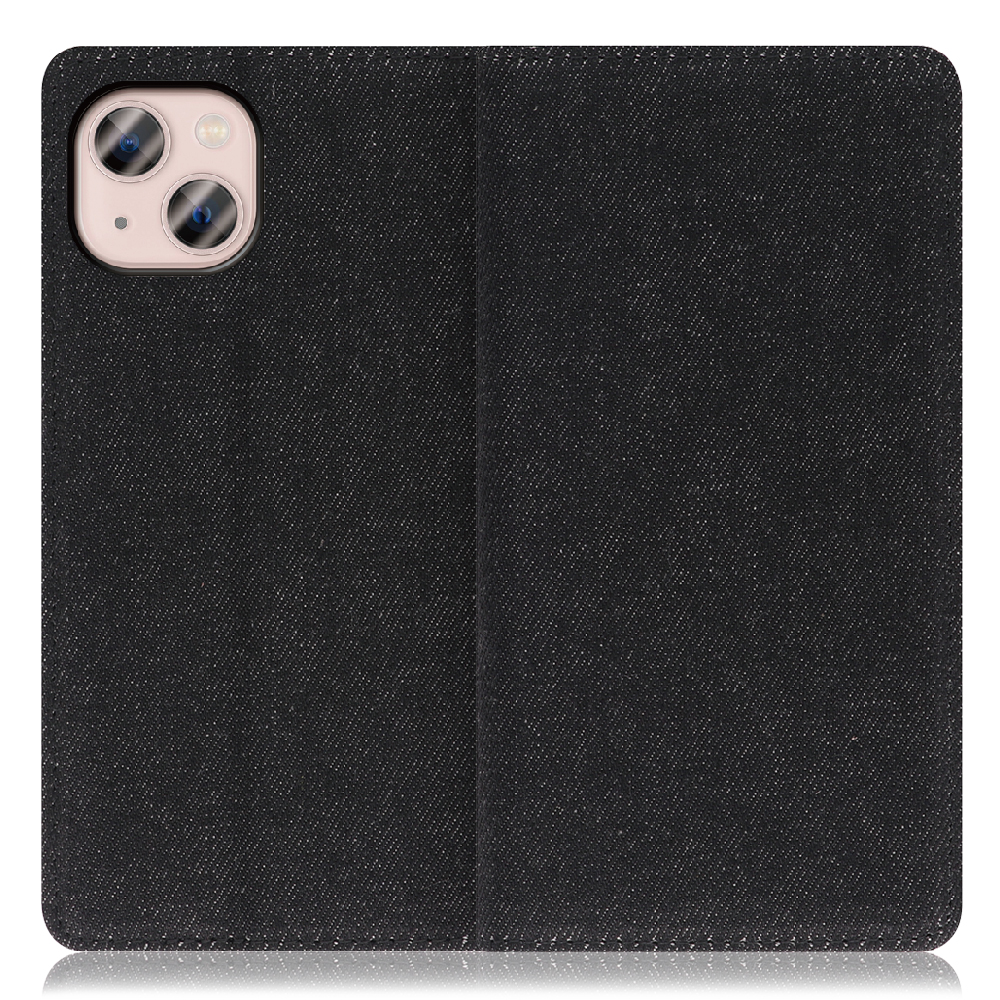 LOOF Denim Series iPhone 13  [ブラック]デニム生地を使用 手帳型ケース カード収納付き ベルトなし