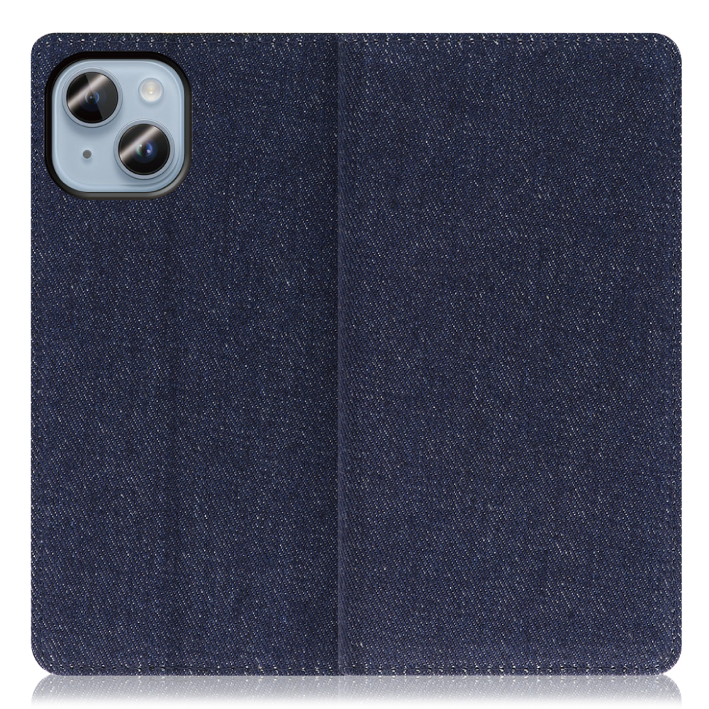 LOOF Denim Series iPhone 14 Plus 用 [ブルー] デニム生地を使用 手帳型ケース カード収納付き ベルトなし