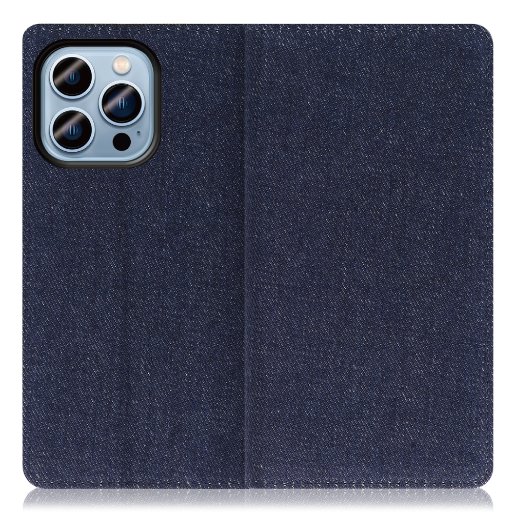 LOOF Denim Series iPhone 14 Pro Max 用 [ブルー] デニム生地を使用 手帳型ケース カード収納付き ベルトなし