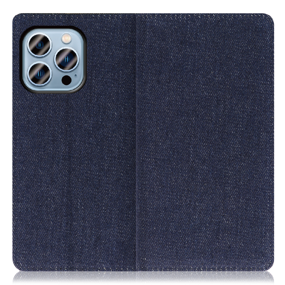 LOOF Denim Series iPhone 13 Pro [ブルー] デニム生地を使用 手帳型ケース カード収納付き ベルトなし