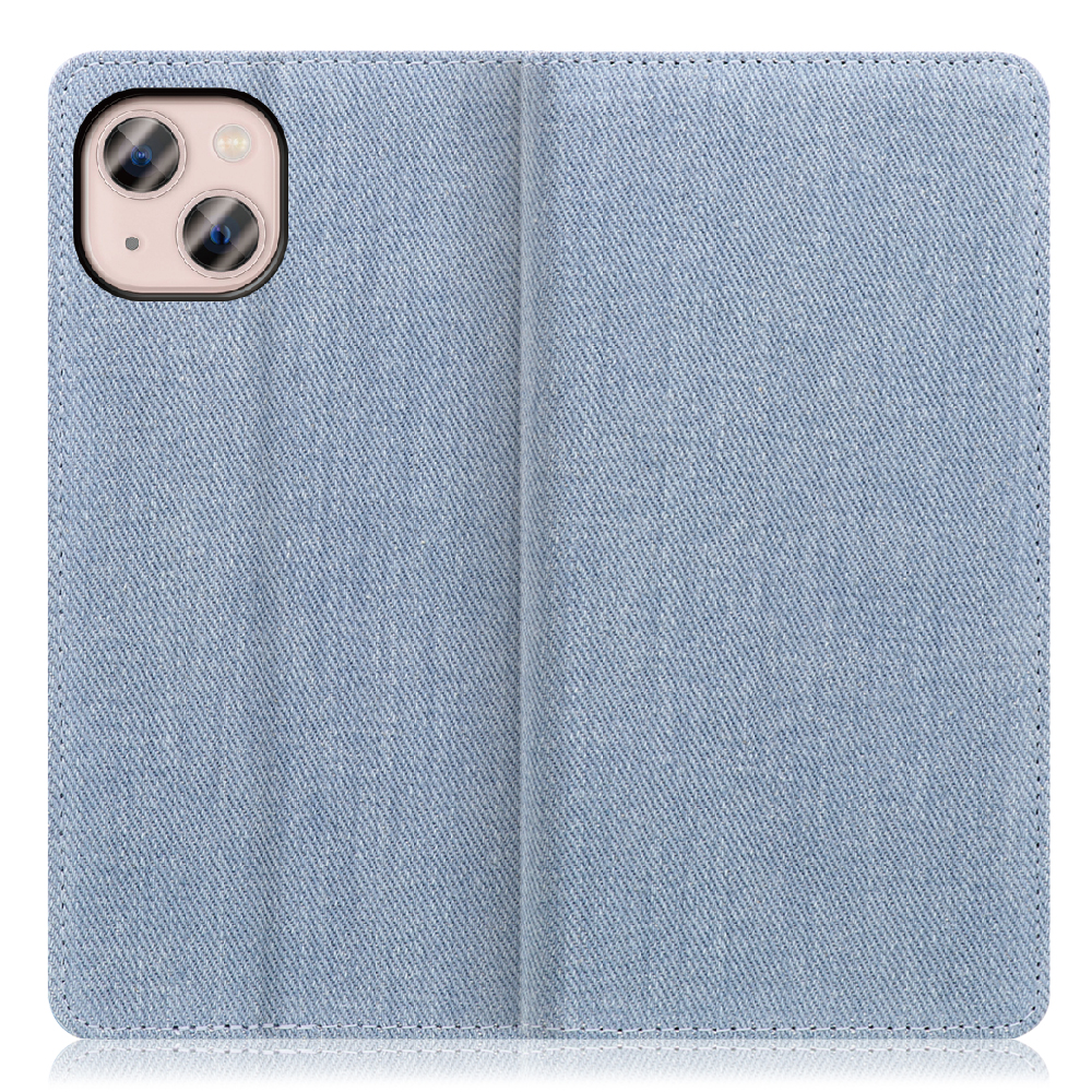 LOOF Denim Series iPhone 13  [ライトブルー] デニム 手帳型ケース カード収納付き ベルトなし