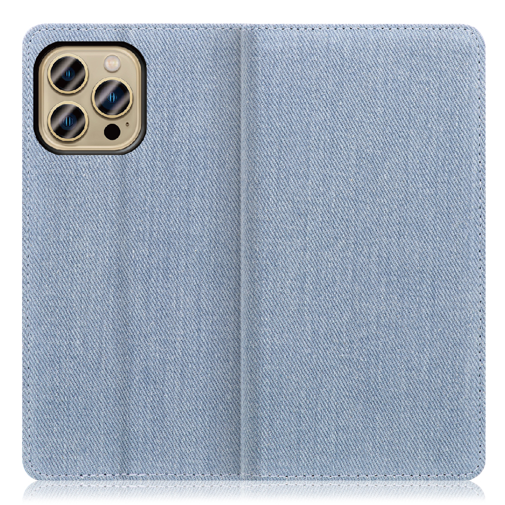 LOOF Denim Series iPhone 13 Pro Max [ライトブルー] デニム 手帳型ケース カード収納付き ベルトなし
