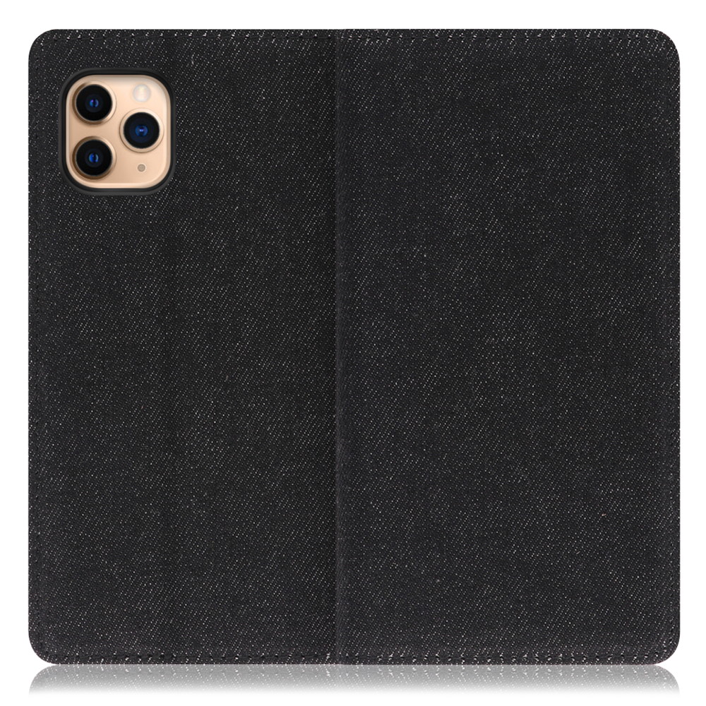LOOF Denim iPhone 11 Pro Max 用 [ブラック]デニム生地を使用 手帳型ケース カード収納付き ベルトなし