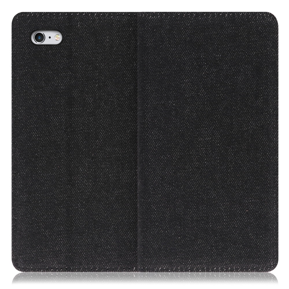 LOOF Denim iPhone 6 Plus / 6s Plus 用 [ブラック]デニム生地を使用 手帳型ケース カード収納付き ベルトなし