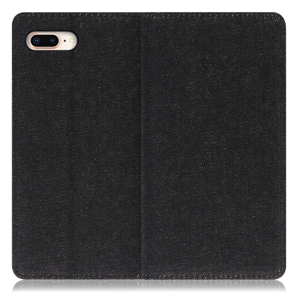 LOOF Denim iPhone 7 Plus / 8 Plus 用 [ブラック]デニム生地を使用 手帳型ケース カード収納付き ベルトなし