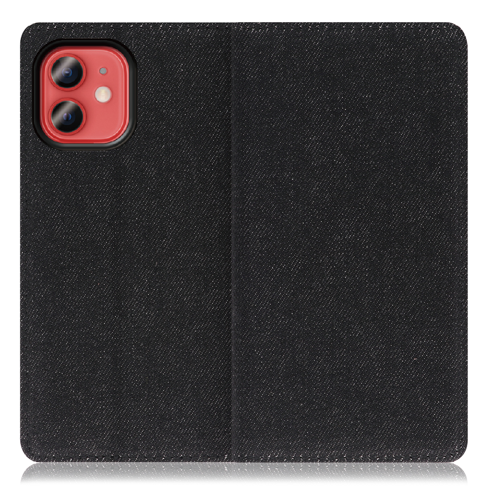 LOOF Denim Series iPhone 12 mini [ブラック]デニム生地を使用 手帳型ケース カード収納付き ベルトなし
