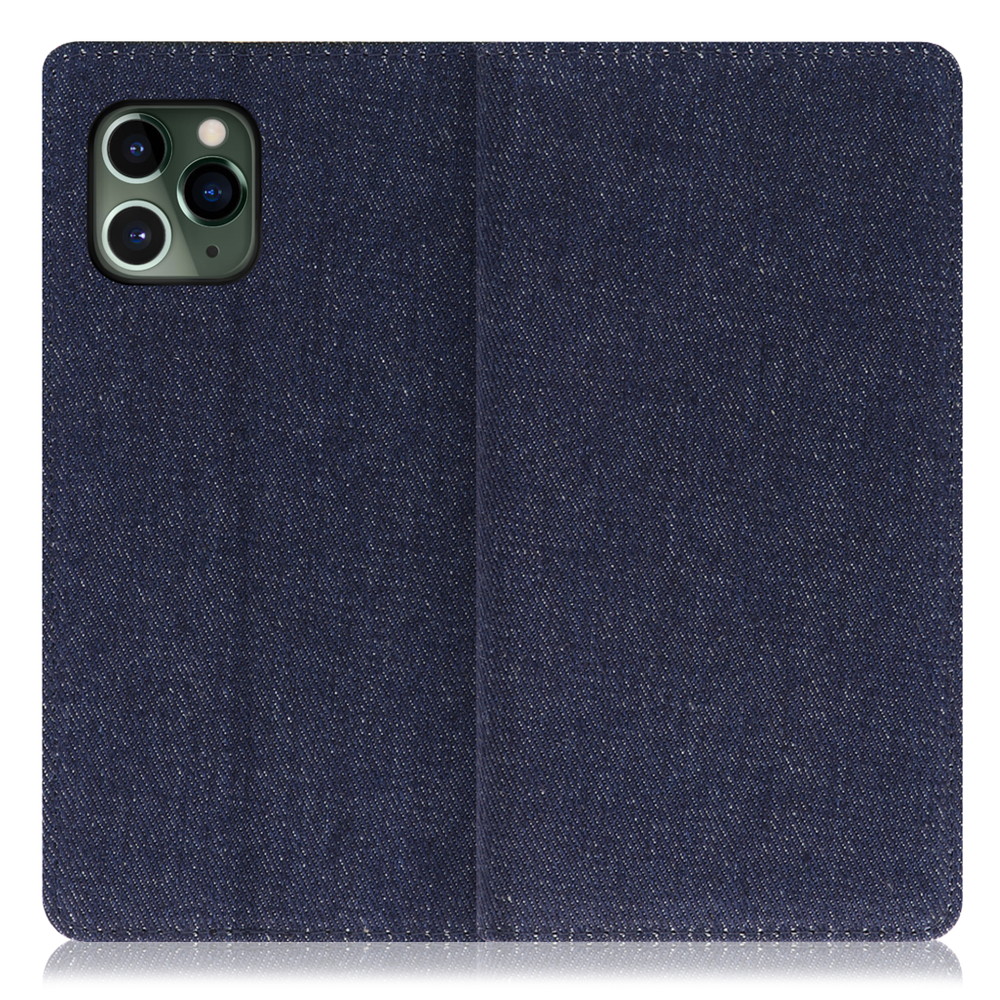 LOOF Denim iPhone 11 Pro 用 [ブルー] デニム生地を使用 手帳型ケース カード収納付き ベルトなし