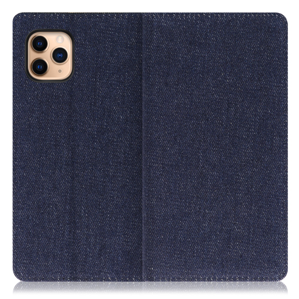 LOOF Denim iPhone 11 Pro Max 用 [ブルー] デニム生地を使用 手帳型ケース カード収納付き ベルトなし