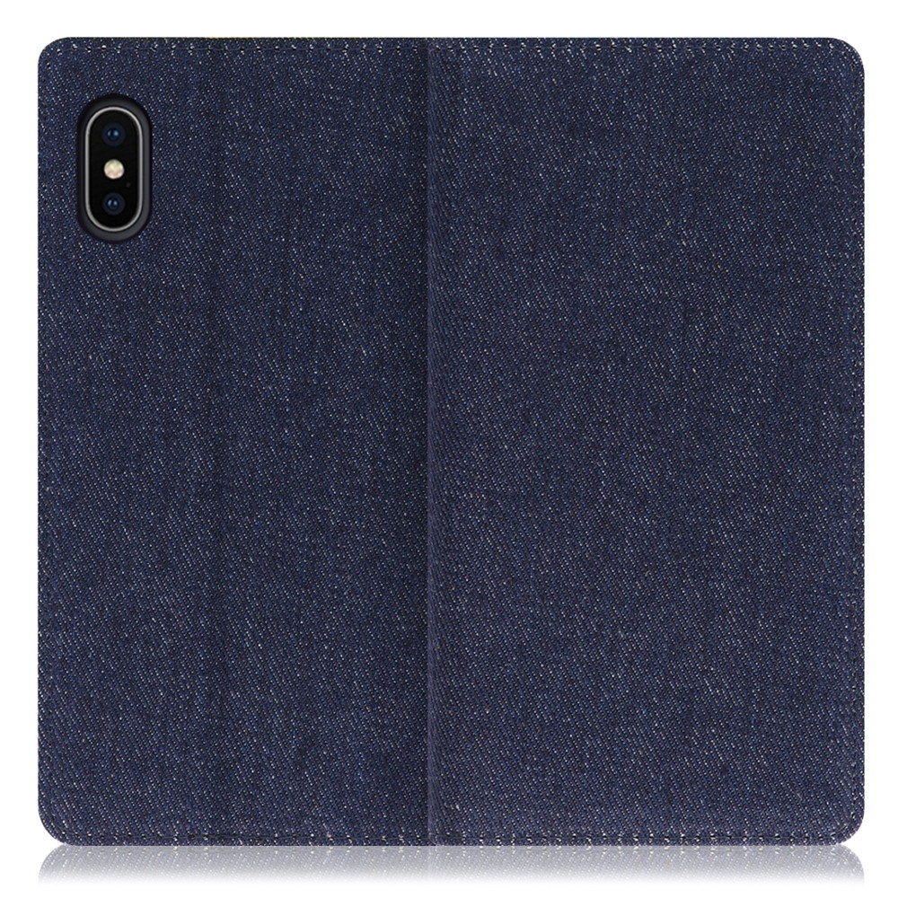 LOOF Denim iPhone X / XS 用 [ブルー] デニム生地を使用 手帳型ケース カード収納付き ベルトなし