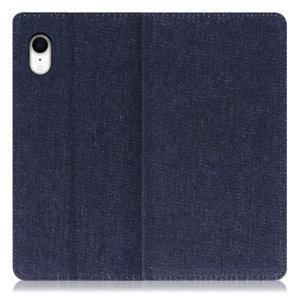 LOOF Denim iPhone XR 用 [ブルー] デニム生地を使用 手帳型ケース カード収納付き ベルトなし