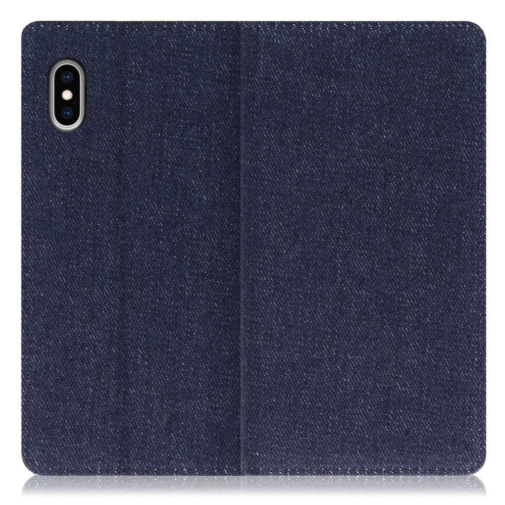 LOOF Denim iPhone XS Max 用 [ブルー] デニム生地を使用 手帳型ケース カード収納付き ベルトなし