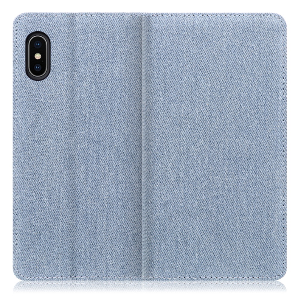 LOOF Denim iPhone X / XS 用 [ライトブルー] デニム 手帳型ケース カード収納付き ベルトなし