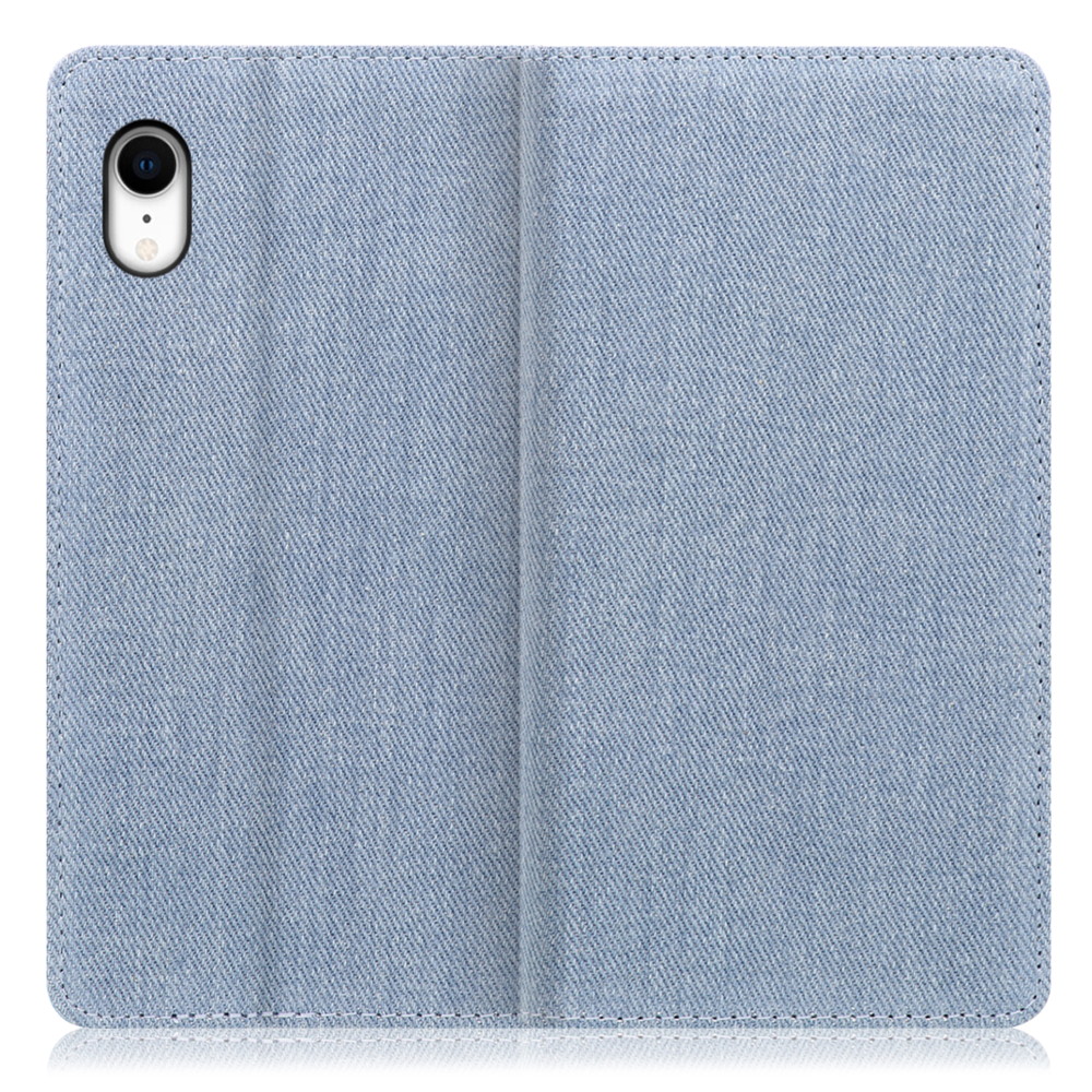 LOOF Denim iPhone XR 用 [ライトブルー] デニム 手帳型ケース カード収納付き ベルトなし