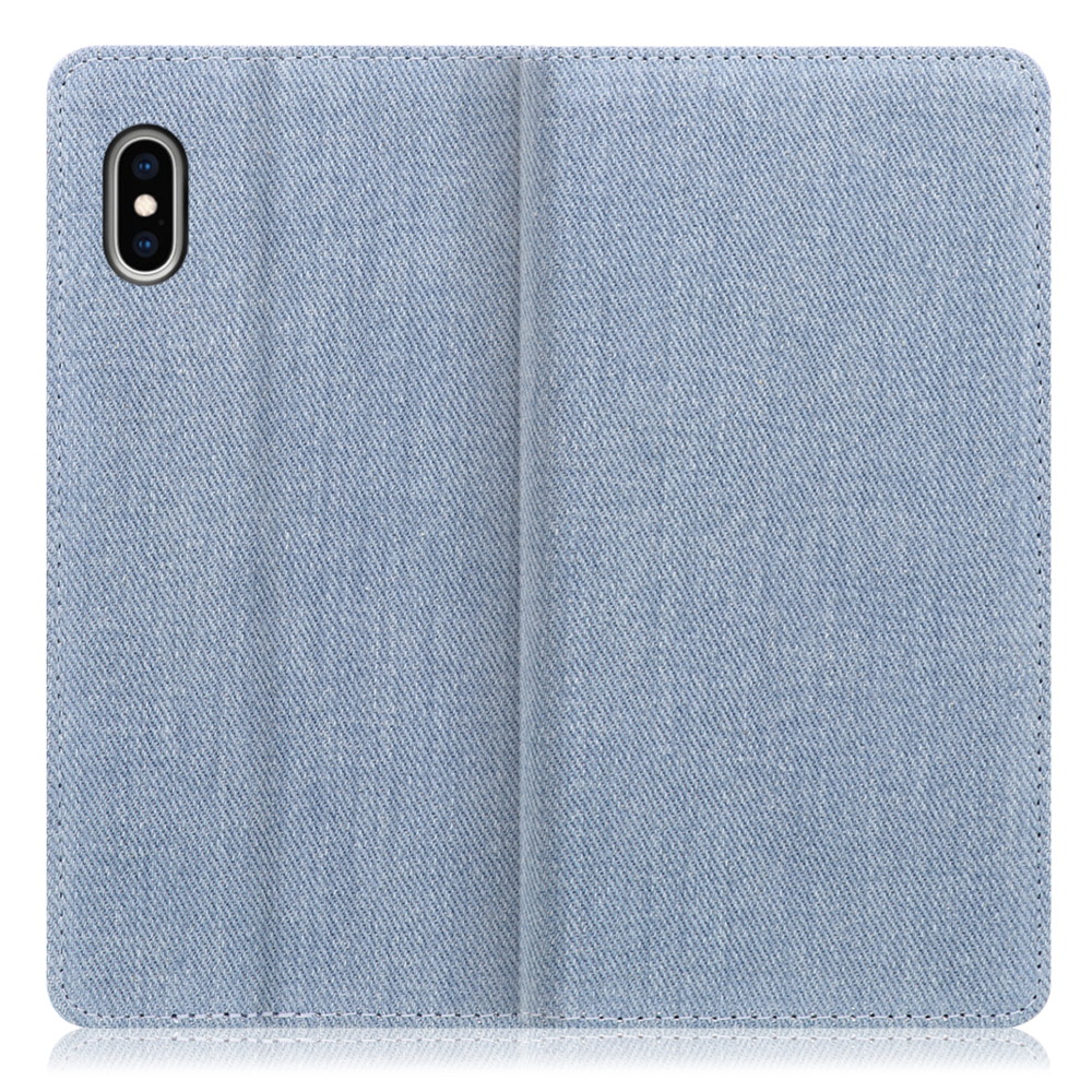LOOF Denim iPhone XS Max 用 [ライトブルー] デニム 手帳型ケース カード収納付き ベルトなし