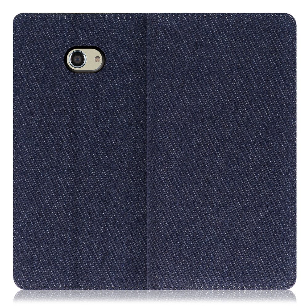 LOOF Denim KYOCERA かんたんスマホ2+ / かんたんスマホ2 / BASIO4 / A201KC / A001KC / KYV47 用 [ブルー] デニム生地を使用 手帳型ケース カード収納付き ベルトなし