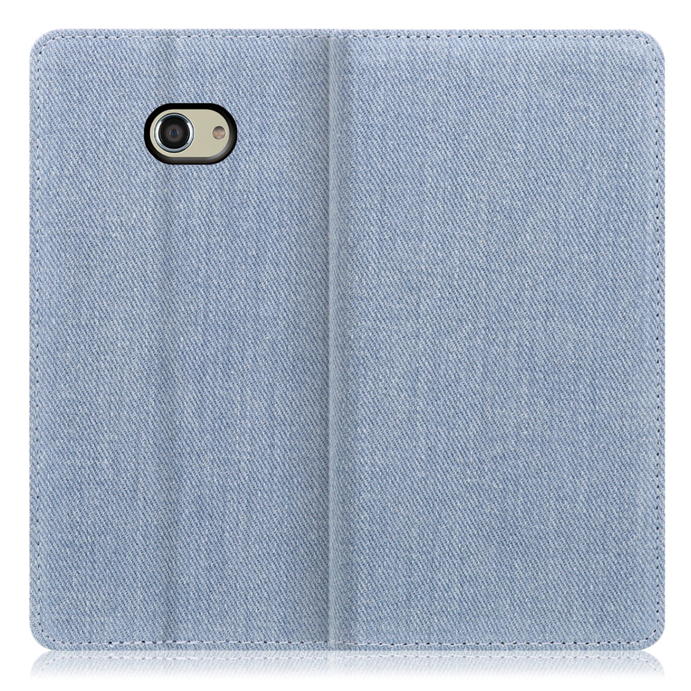 LOOF Denim KYOCERA かんたんスマホ2+ / かんたんスマホ2 / BASIO4 / A201KC / A001KC / KYV47 用 [ライトブルー] デニム 手帳型ケース カード収納付き ベルトなし