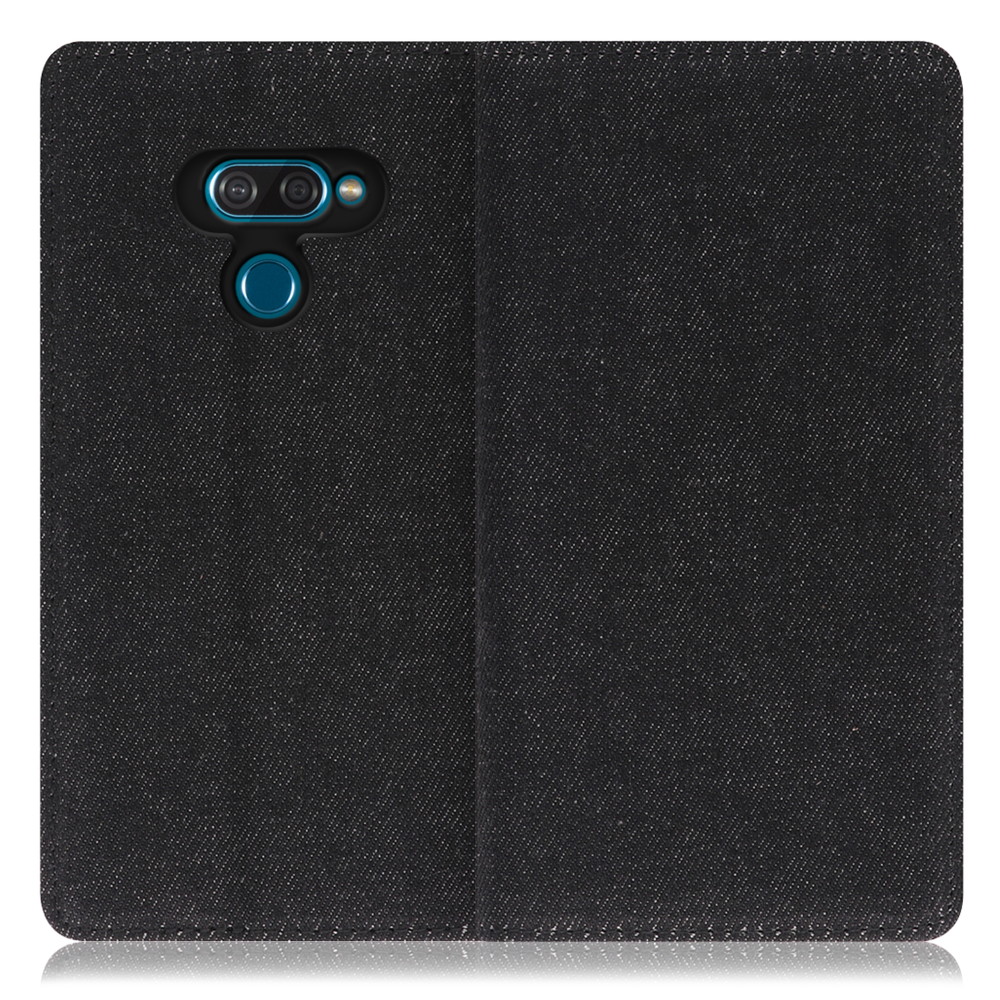 LOOF Denim LG K50 用 [ブラック]デニム生地を使用 手帳型ケース カード収納付き ベルトなし