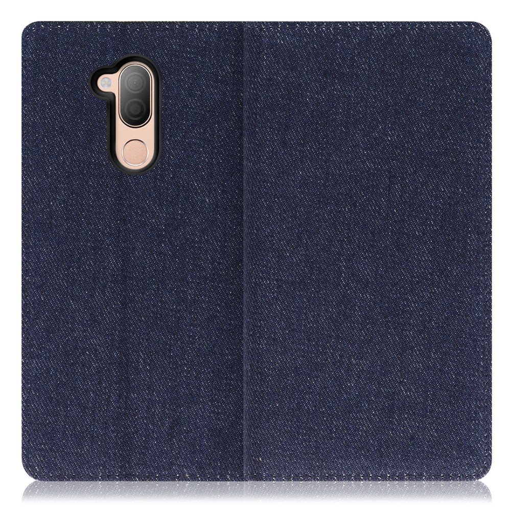 LOOF Denim LG style 2 / L-01L 用 [ブルー] デニム生地を使用 手帳型ケース カード収納付き ベルトなし