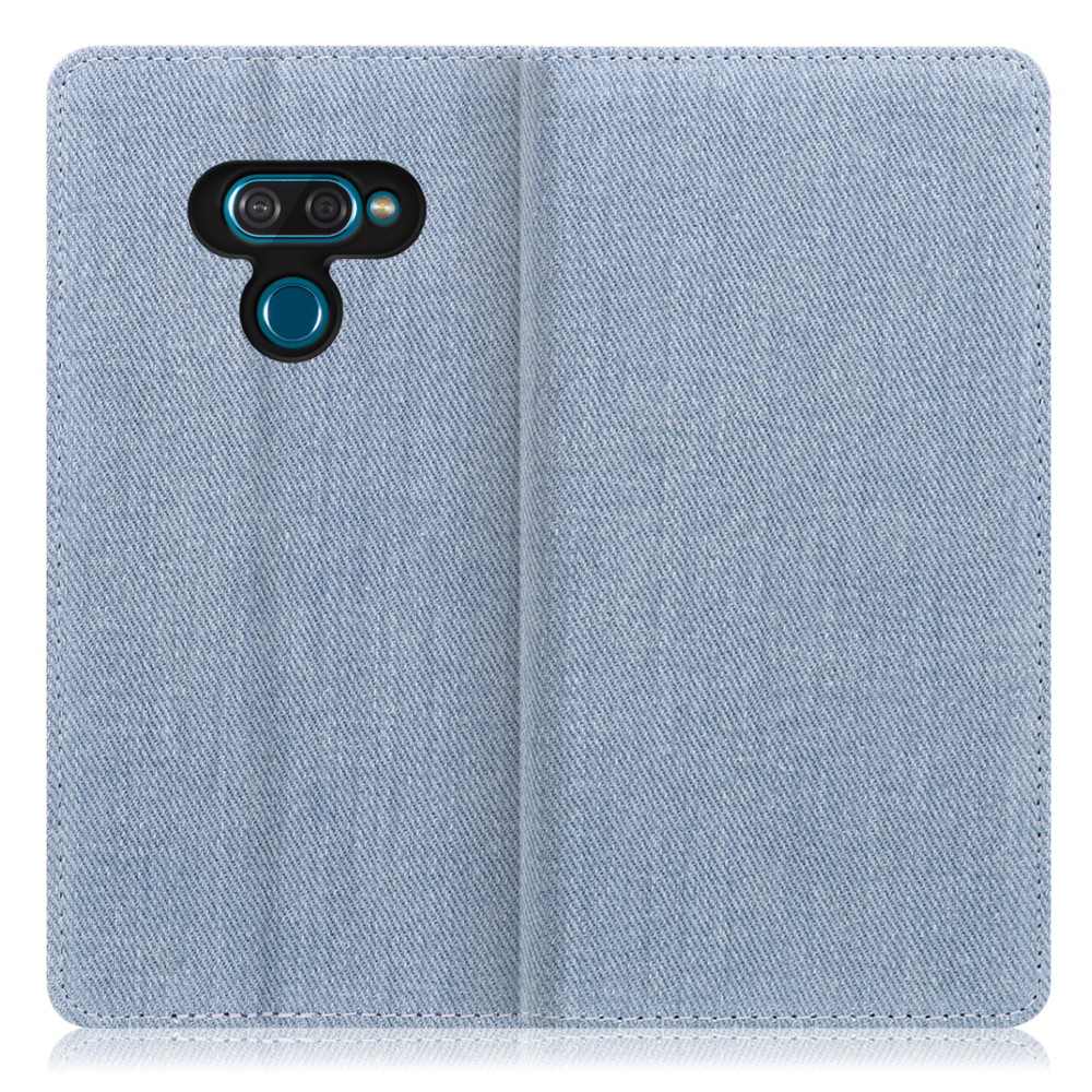 LOOF Denim LG K50 用 [ライトブルー] デニム 手帳型ケース カード収納付き ベルトなし