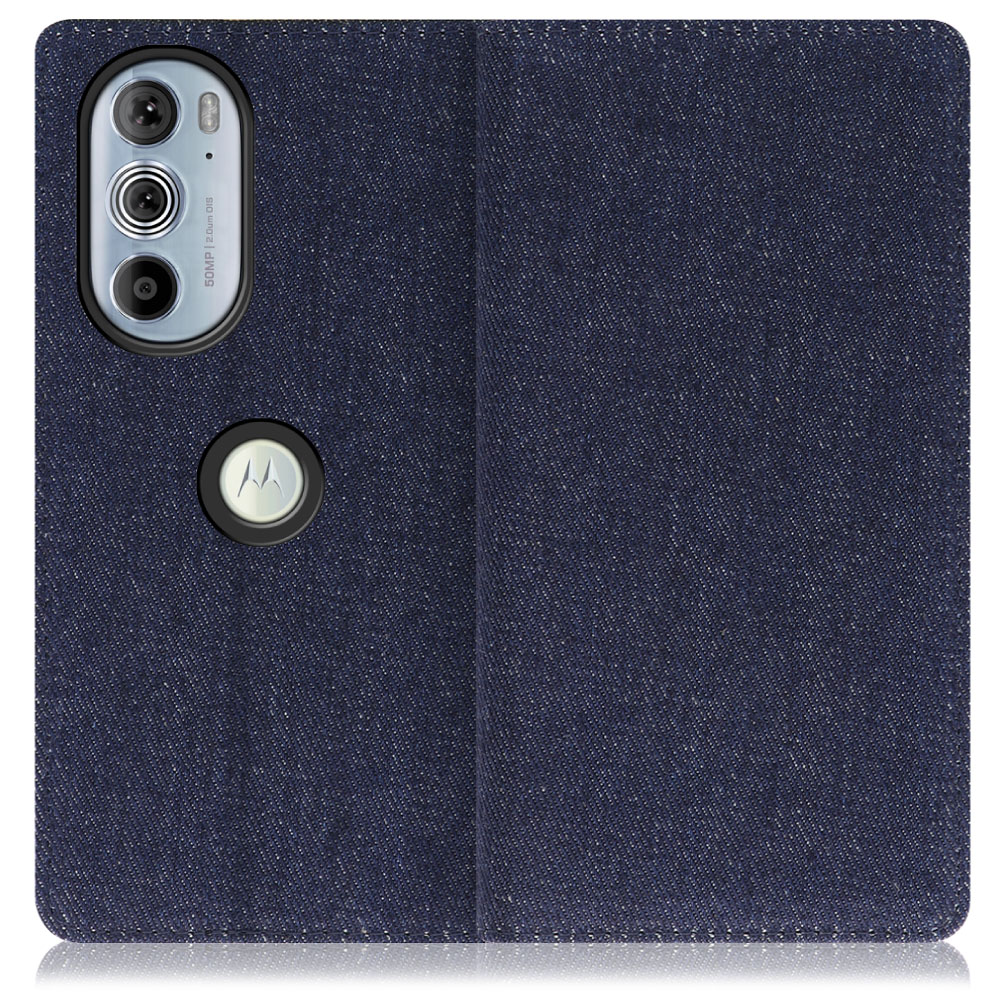 LOOF Denim Series motorola edge 30 pro [ブルー] デニム生地を使用 手帳型ケース カード収納付き ベルトなし