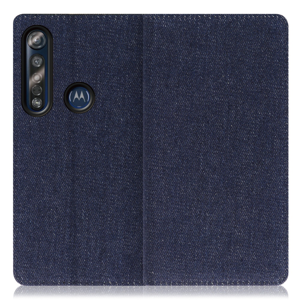 LOOF Denim motorola moto g8 plus 用 [ブルー] デニム生地を使用 手帳型ケース カード収納付き ベルトなし