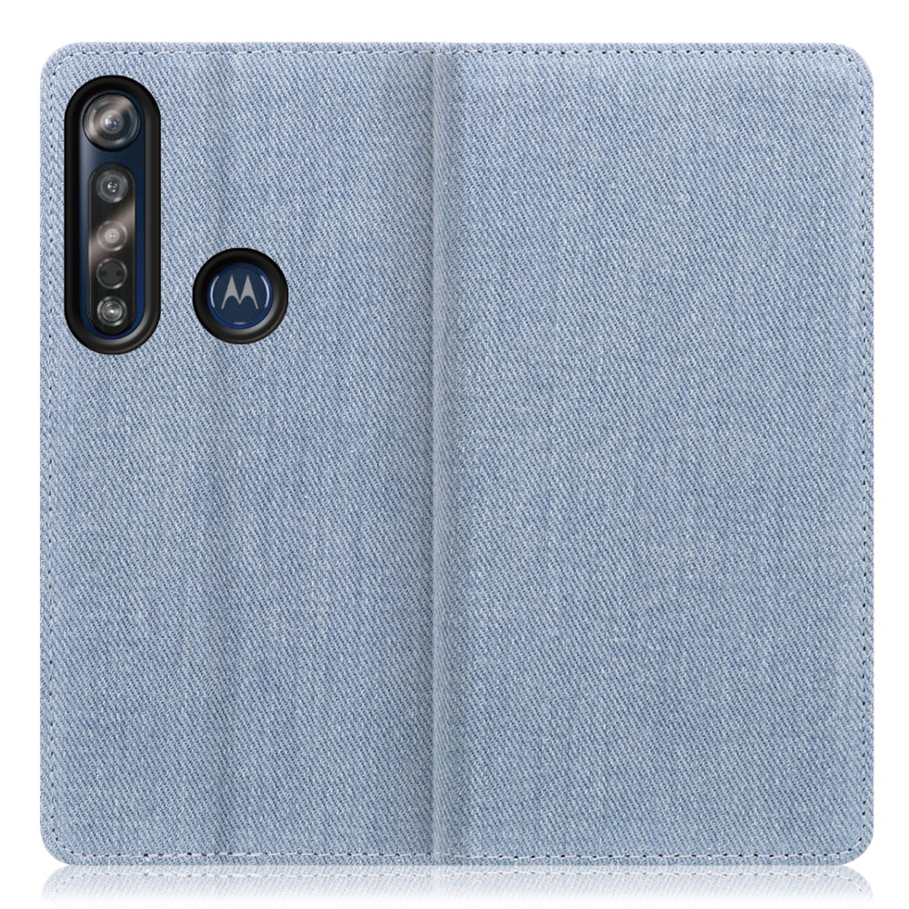 LOOF Denim motorola moto g8 plus 用 [ライトブルー] デニム 手帳型ケース カード収納付き ベルトなし