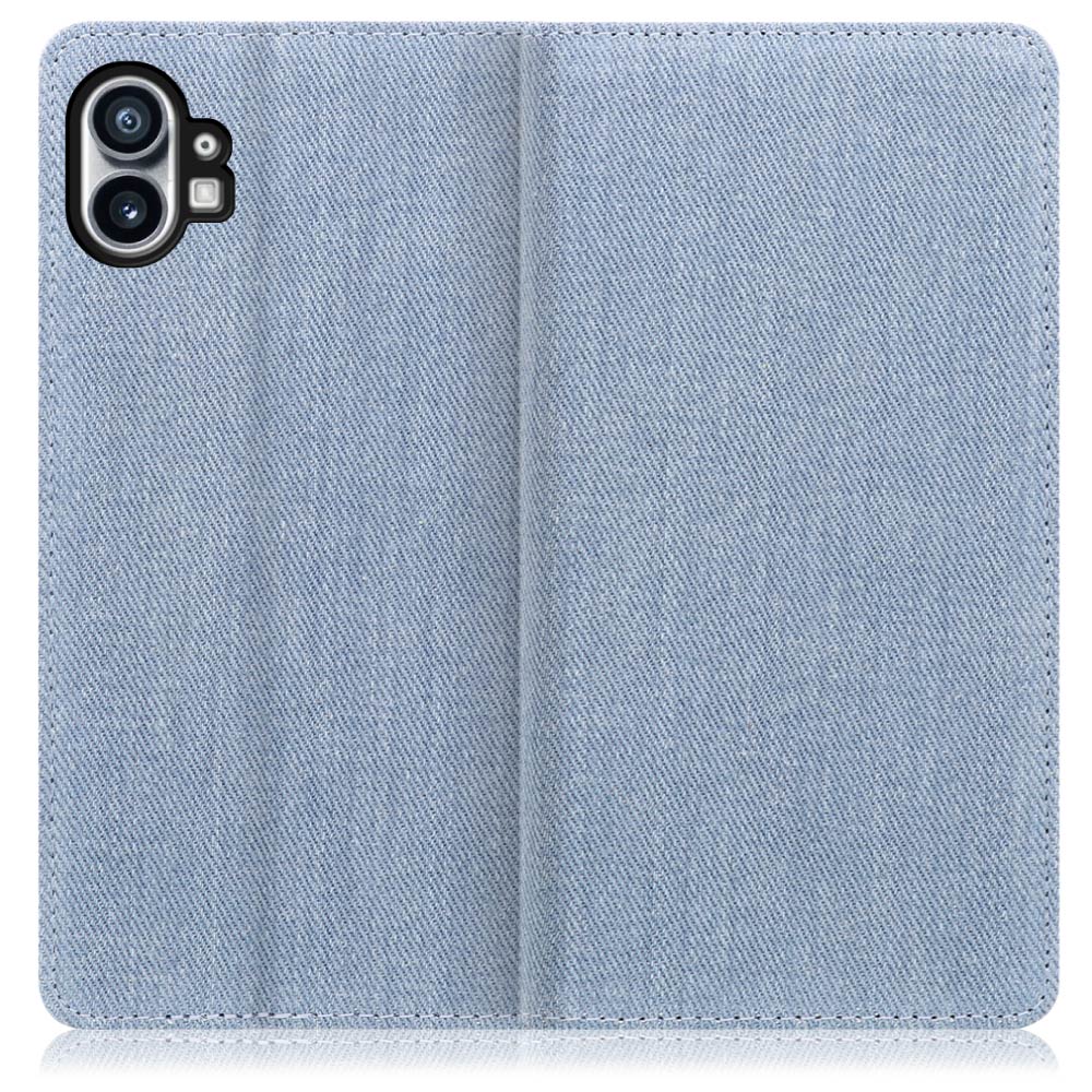 LOOF Denim Series Nothing Phone (1) 用 [ライトブルー] デニム 手帳型ケース カード収納付き ベルトなし