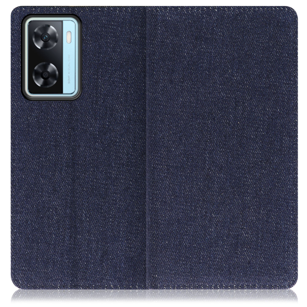 LOOF Denim Series OPPO A77 オッポ 用 [ブルー] デニム生地を使用 手帳型ケース カード収納付き ベルトなし