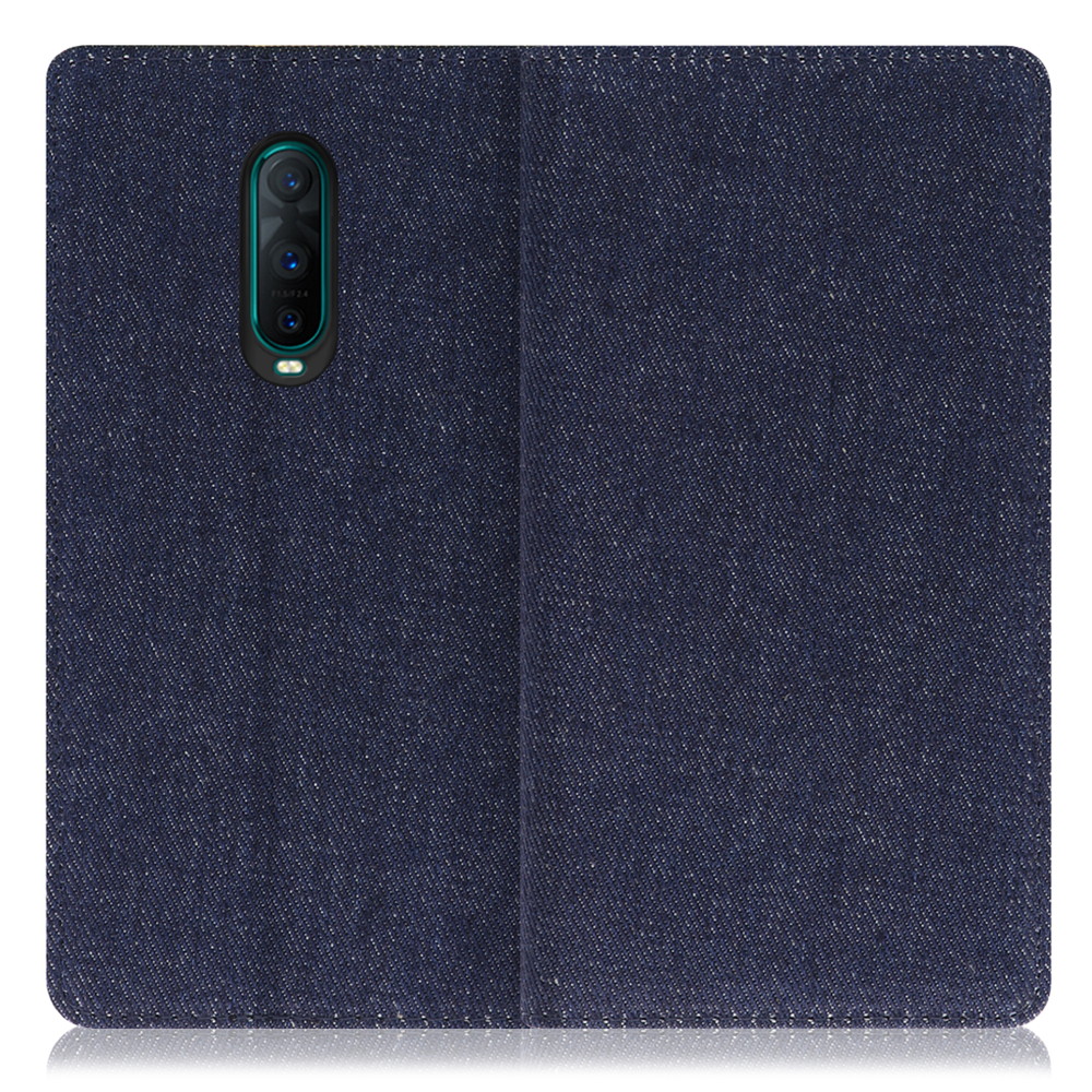 LOOF Denim OPPO R17 Pro 用 [ブルー] デニム生地を使用 手帳型ケース カード収納付き ベルトなし
